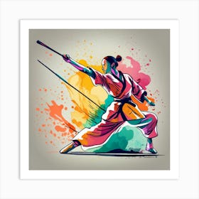 Karate Girl - Martial Arts - Bo Staff 2 Art Print