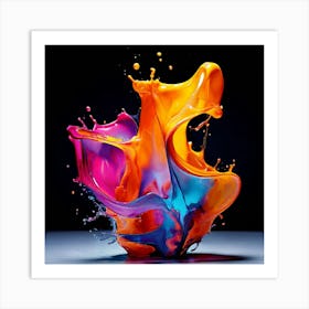 Fresh Colors Liquid 3d Design Spark Hot Palette Shapes Dynamism Vibrant Flowing Molten (9) Art Print