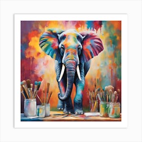 Artist Elephant Art Print