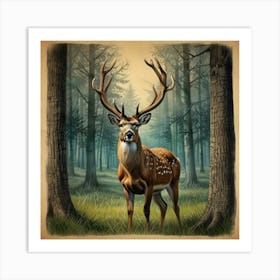 Deer In The Woods 23 Art Print