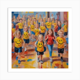 Photo Medium Shot Smiley Kids In School Gym 0 Art Print