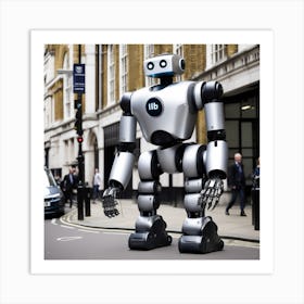 Robot On The Street Art Print