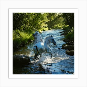 Firefly Majestic Wild Stream With Surreal Water Horses 91686 Art Print