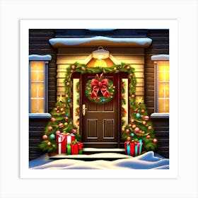 Christmas Decoration On Home Door (38) Art Print