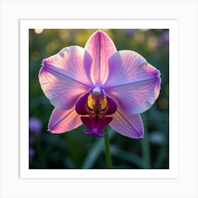 A Radiant Orchid With Petals Of Shifting, Celestial Colors Blooming In A Dreamlike Garden Art Print