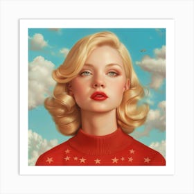 Girl In A Red Sweater Art Print