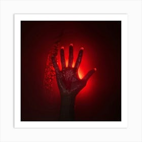 Bloody Handprint With A Sinister Texture Deep Red Hue Backlit By A Ghostly Glow Shadowy Surface Wh (4) Art Print