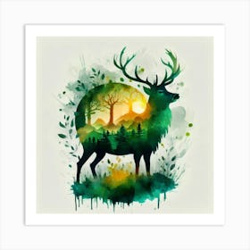 Deer In The Forest Art Print