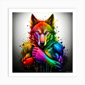 Rainbow Wolf 6 Art Print