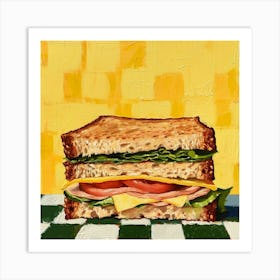 Club Sandwich Yellow Checkerboard 2 Art Print