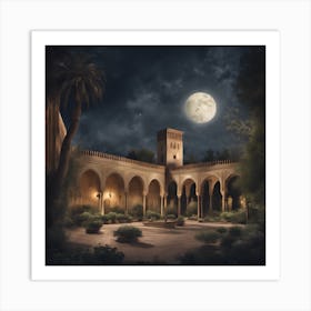 Moonlight In The Courtyard Art Print