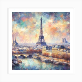 Paris Eiffel Tower Landmark Painting Art Print