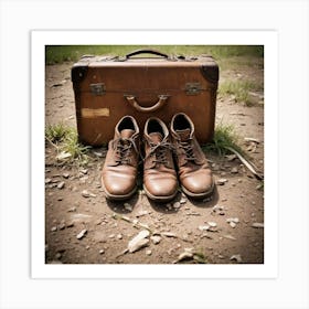 Photograph A Pair Of Worn Out Shoes Or A Well Traveled Suitcase Symbolizing The End Of A Journey And 3524552744 Art Print