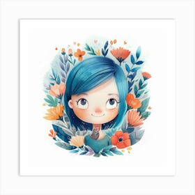 Girl With Blue Hair 7 Art Print