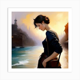 Woman By The Sea Art Print