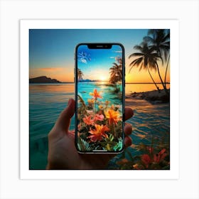 Firefly Smartphone, Creature, Morphic, Colorful, Tropical, Aquatic, Style, Water, Beach, Sunrise, Pa (1) Art Print