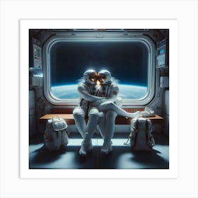 Two Astronauts In Space 3 Art Print