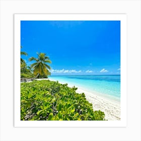 Relax Ocean Plant Idylli Holiday Coastline Beautiful Calm Shore Blue Paradise Sunlight N (28) Art Print