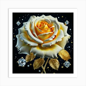 Gold plated white rose 2 Art Print