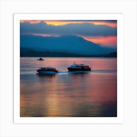 Sunset On The Lake 3 Art Print