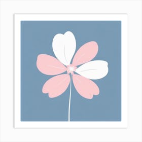 A White And Pink Flower In Minimalist Style Square Composition 570 Art Print