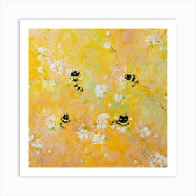 Tiny Bumble Bee Cats Art Print