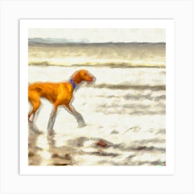 Dog On The Beach 1 Art Print