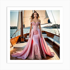 Pink Evening Gown 1 Art Print