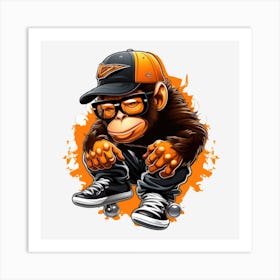 Monkey Skateboarder 1 Art Print