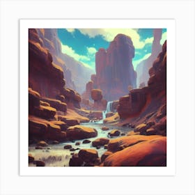 Landscape of valley rocks 13 Art Print