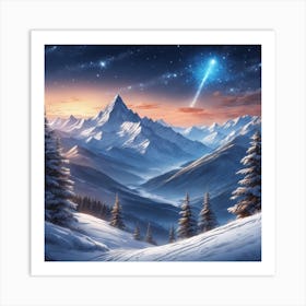 Starry Night In The Mountains Art Print