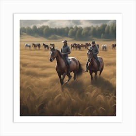 Horses In A Field 30 Art Print