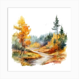 Watercolor Of Autumn Forest 1 Art Print