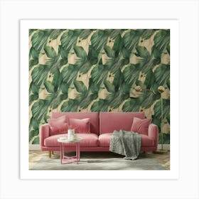 Pink Leaves Jungle Art Vxfj4larqr Ydcmaapatwq Fk 8zgt1rboxadd1ftdlza Art Print