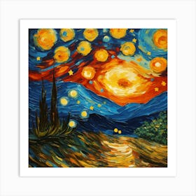 Starry Night Van Gogh Style Painting  Art Print