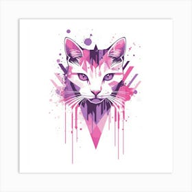 Color Drip Animal T Shirt Design A Geometric Cat Póster