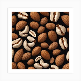 Almonds On Black Background 2 Art Print