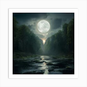 Full Moon In The Forest Art Print