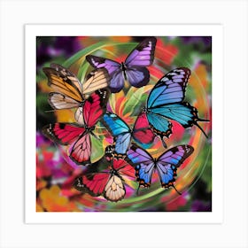 Butterflies In A Circle Art Print