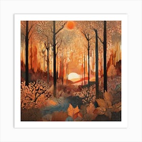 Sunset In The Forest 2 Art Print