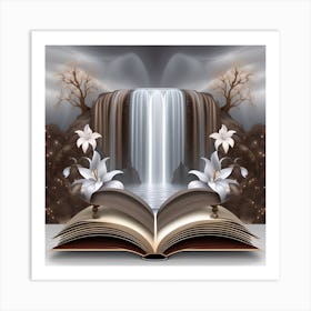 Open Book With Waterfall 1 Art Print