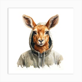 Watercolour Cartoon Saiga In A Hoodie Art Print