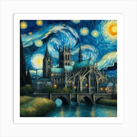 Van Gogh Painted A Starry Night Over A Gothic Castle 3 Art Print