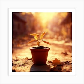 Autumn Leaves In A Pot 1 Art Print