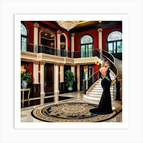 Model Female Mansion Luxury Estate Glamour Fashion Style Elegant Opulent Wealth Rich Gra (7) Art Print