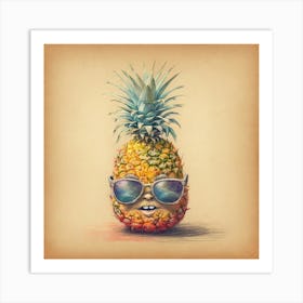 Pineapple In Sunglasses 2 Art Print