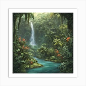 Waterfall In The Jungle Art Print