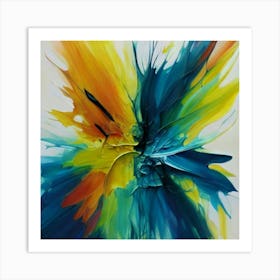 Gorgeous, distinctive yellow, green and blue abstract artwork 11 Art Print