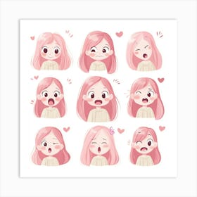 Girl With Pink Hair Poster