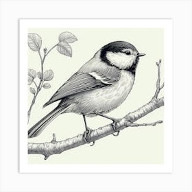 Line Art tit bird Art Print